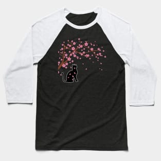 Cherry Blossom Black Cat Sakura Japanese Baseball T-Shirt